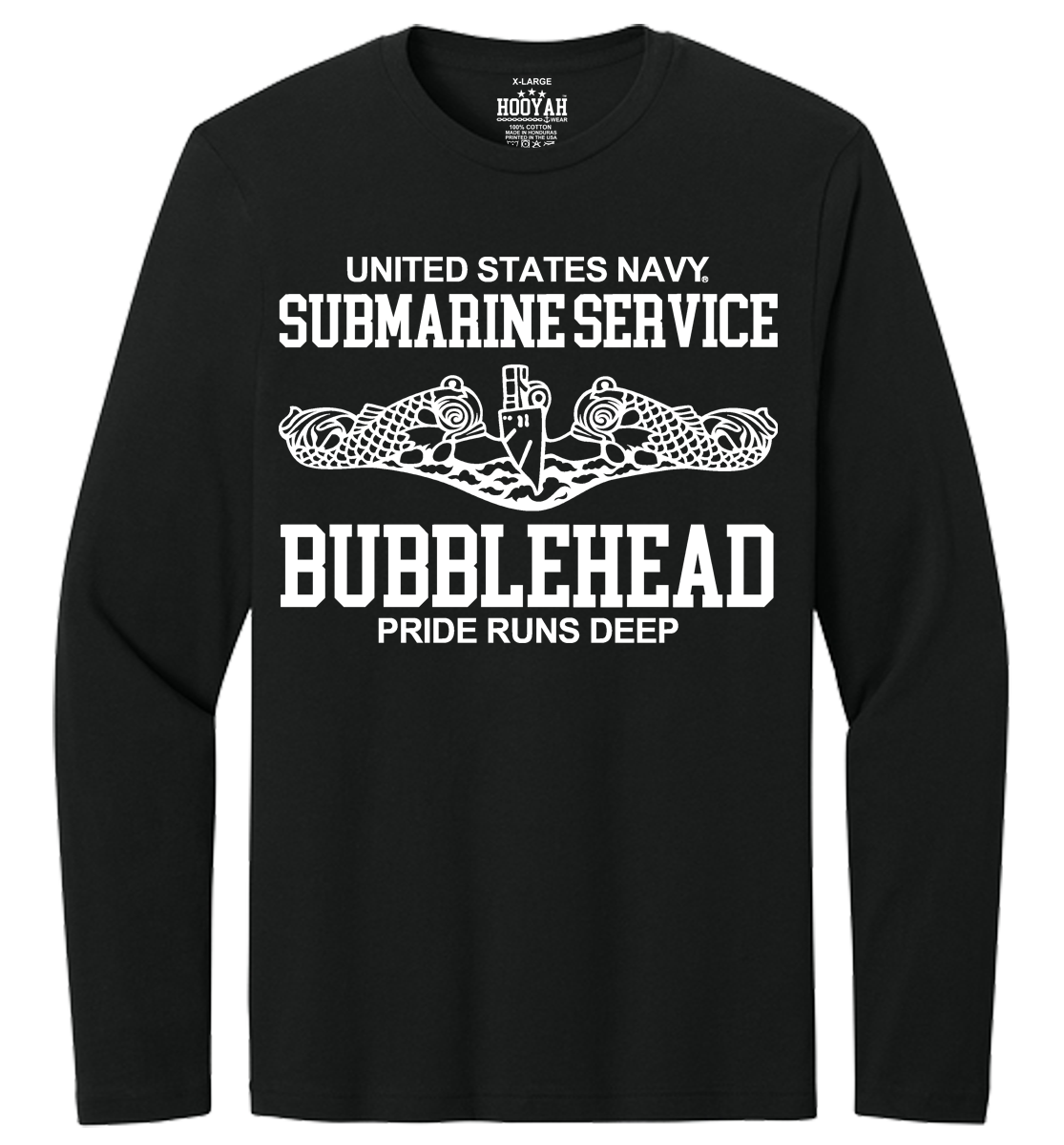 U.S. Navy Submarine Service Bubble Head Pride Runs Deep Long Sleeve T-Shirt Design# 306 - Image 2