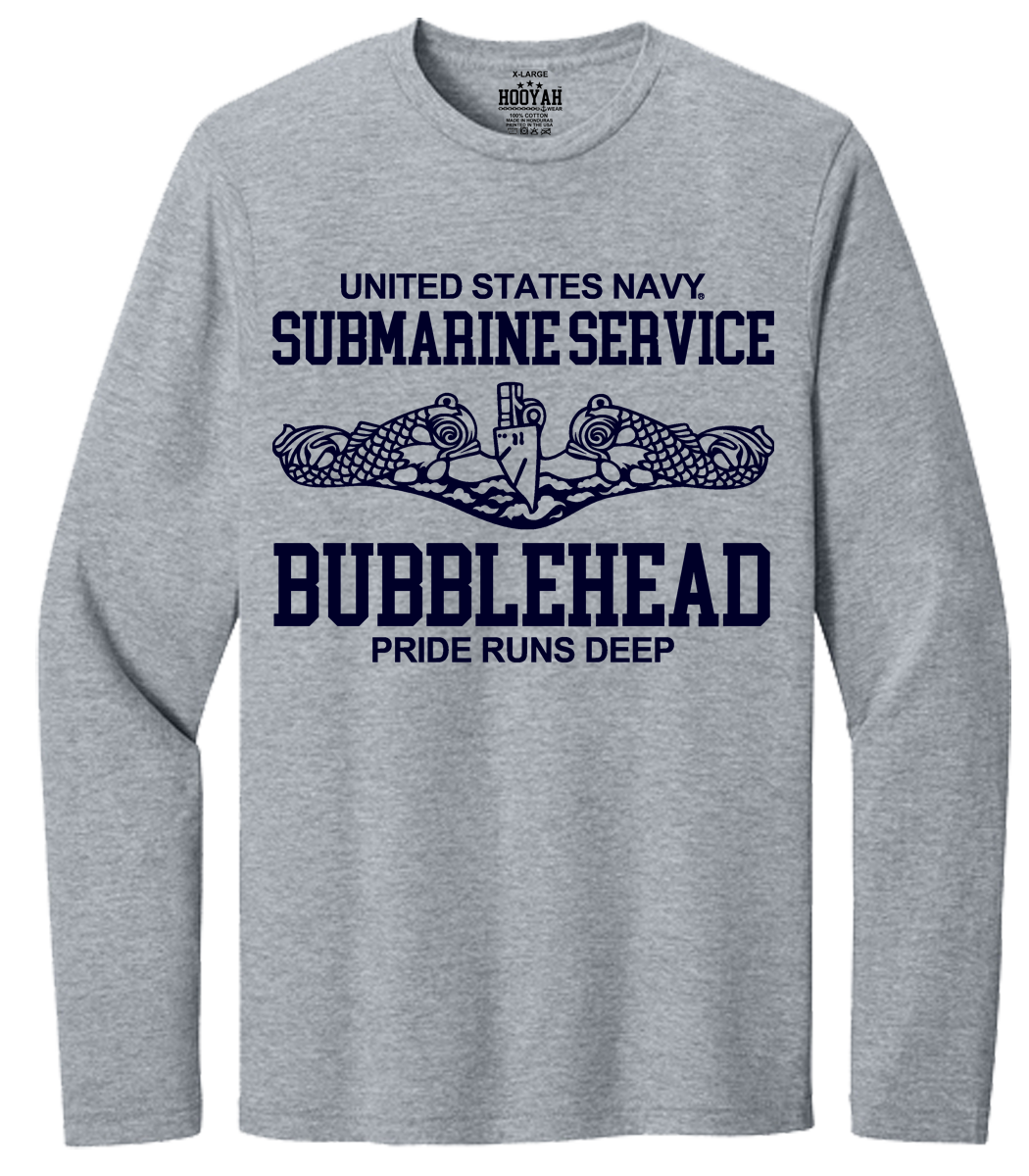 U.S. Navy Submarine Service Bubble Head Pride Runs Deep Long Sleeve T-Shirt Design# 306 - Image 4