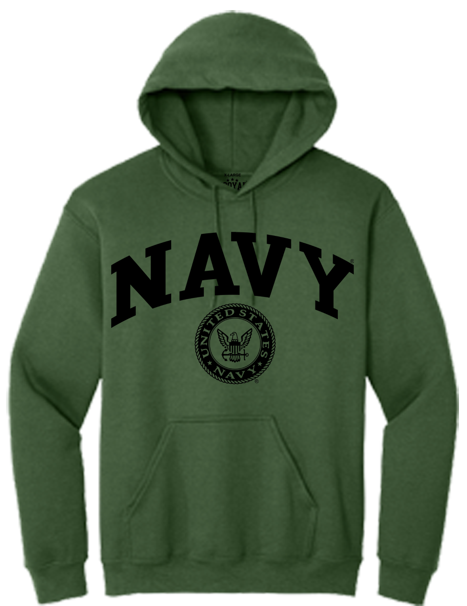 Navy Arch With Seal Hooded Sweat Shirt - Image 4