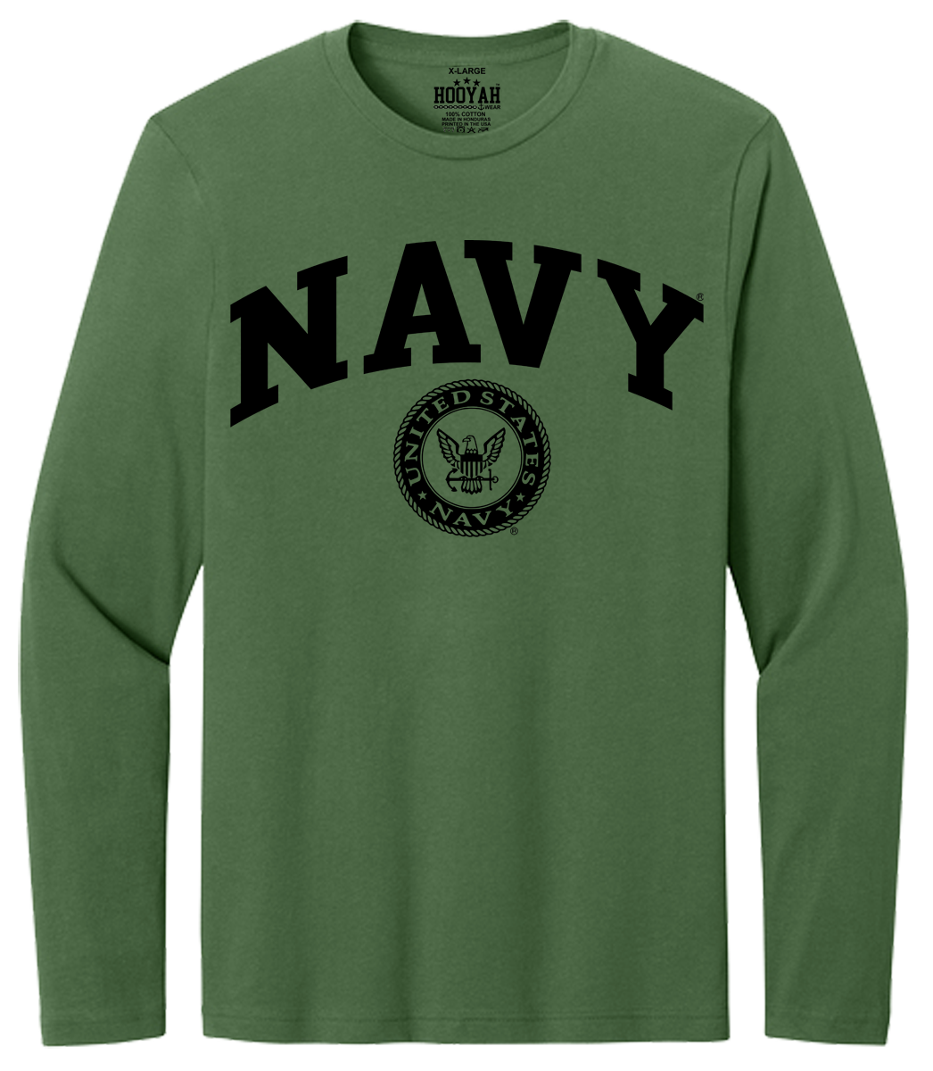 Navy Arch with Seal Long Sleeve T-Shirt Design 301 - Image 4