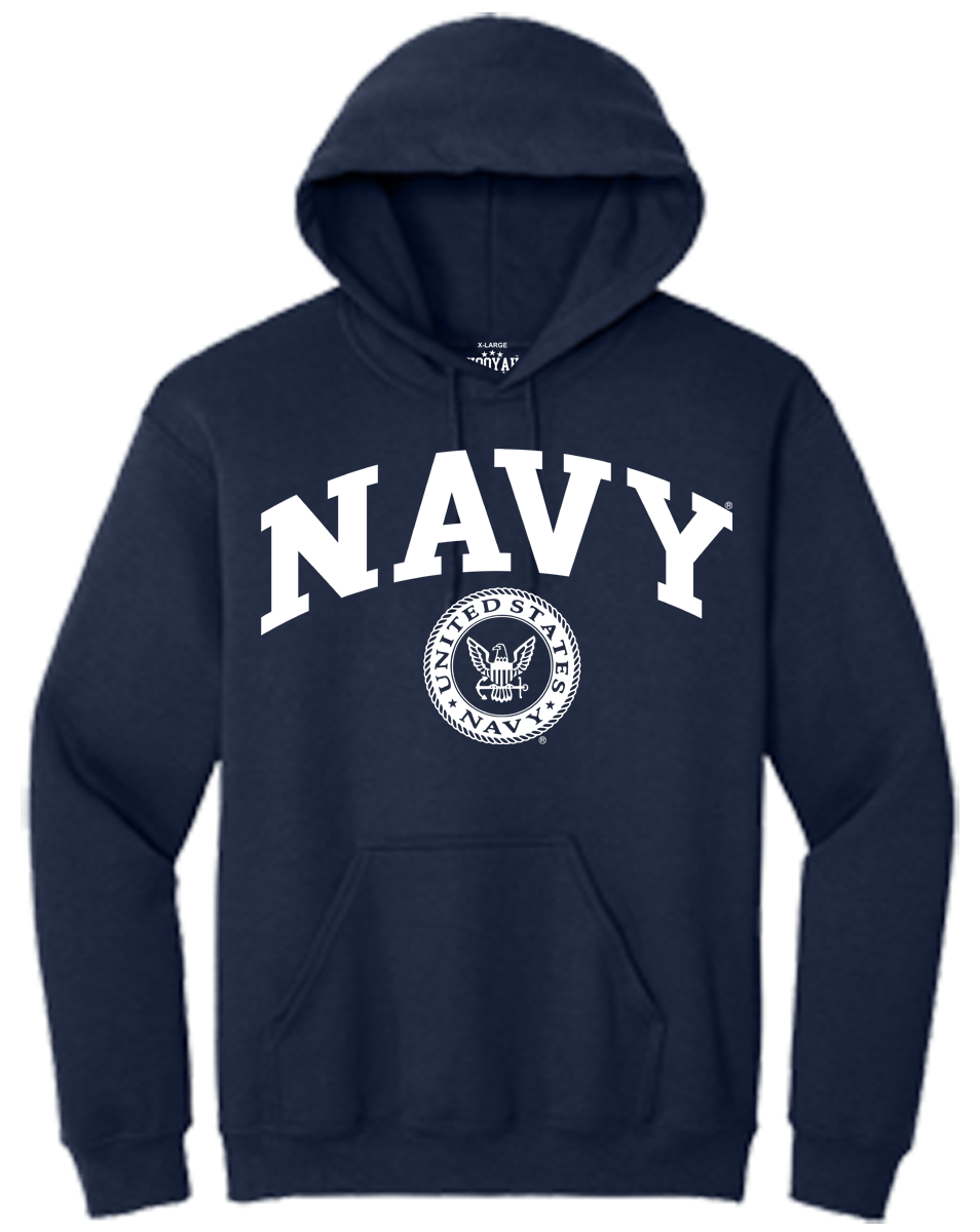 Navy Arch With Seal Hooded Sweat Shirt - Image 3