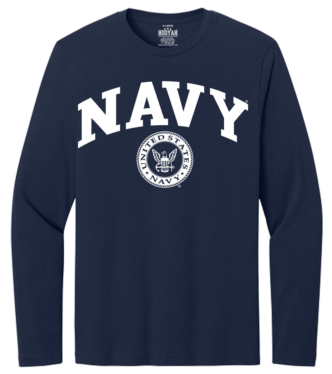 Navy Arch with Seal Long Sleeve T-Shirt Design 301