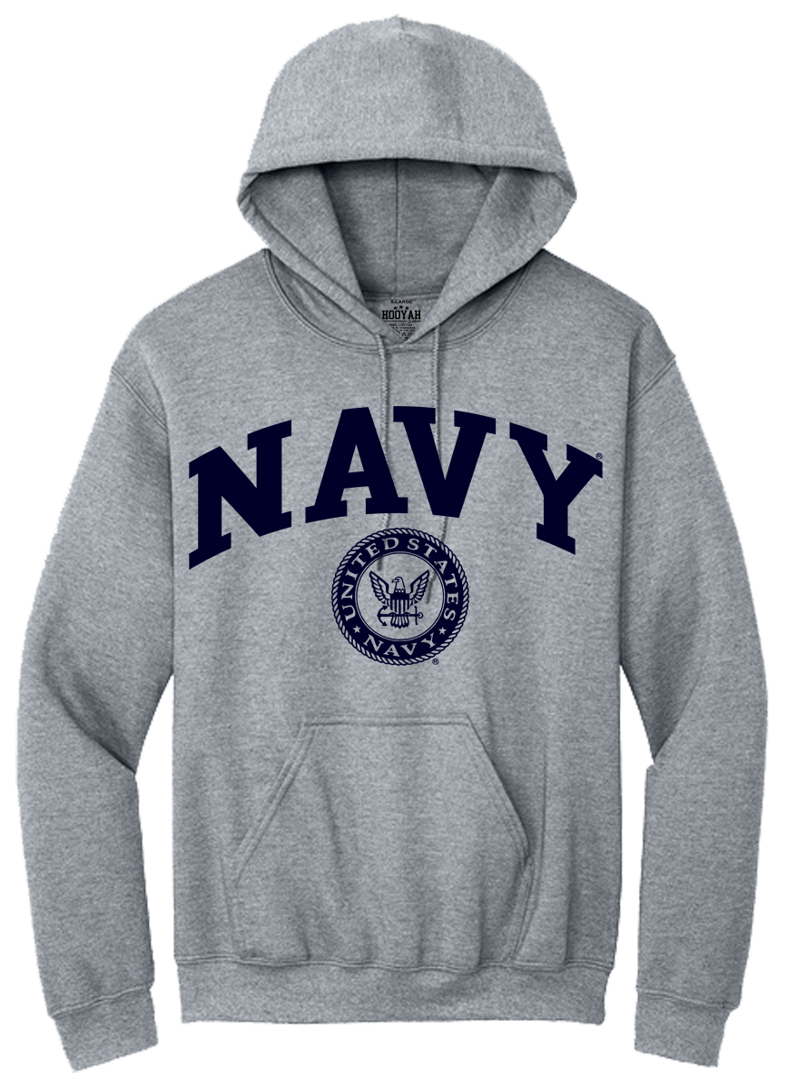 Navy Arch With Seal Hooded Sweat Shirt