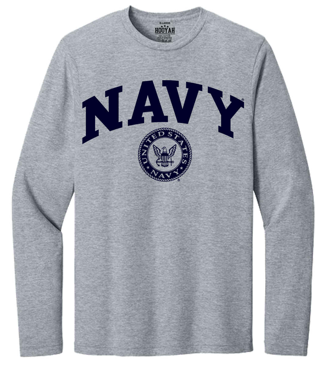 Navy Arch with Seal Long Sleeve T-Shirt Design 301 - Image 3